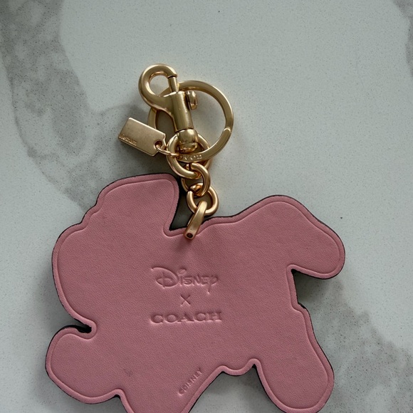 Coach Pink and White Dalmatian Dog Key Charm with Gold Hardware - Picture 2 of 2